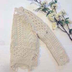 Zadig & Voltaire destroyed cable sweater white M